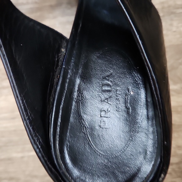 Prada Minimalist Classic Black Leather Thong Sandal Slip On Heels Size 3… - Picture 14 of 15